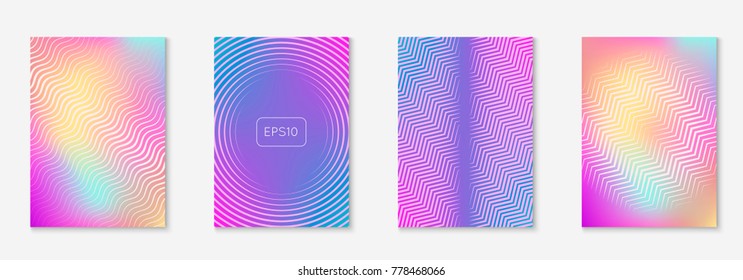Modelo de cobertura na moda mínimo definido. Layout futurista com meios-tons. Modelo de cobertura mínima geométrica para livro, catálogo e anual. Gradientes coloridos minimalistas. Ilustração de negócios abstrata.