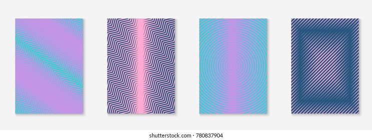 Minimal trendy cover template set. Futuristic layout with halftones. Geometric minimal cover template for book, catalog and annual. Minimalistic colorful gradients. Abstract business illustration.
