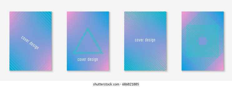 Minimal trendy covers. Vector halftone gradients. Geometric future template for flyer, poster, brochure and invitation. Minimalistic colorful cover. Set of EPS 10 illustration.