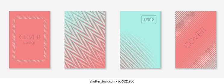 Minimal trendy covers. Vector halftone gradients. Geometric future template for flyer, poster, brochure and invitation. Minimalistic colorful cover. Set of EPS 10 illustration.