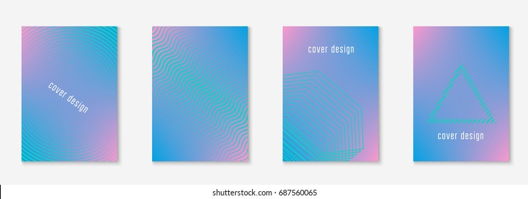 Minimal trendy covers. Vector halftone gradients. Geometric future template for flyer, poster, brochure and invitation. Minimalistic colorful cover. Set of EPS 10 illustration.