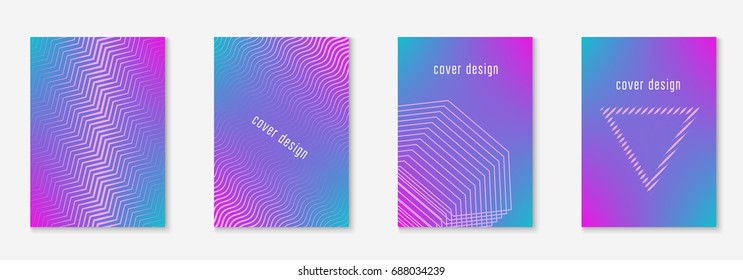 Minimal trendy covers. Vector halftone gradients. Geometric future template for flyer, poster, brochure and invitation. Minimalistic colorful cover. Set of EPS 10 illustration.