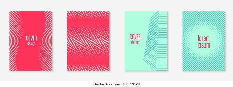 Minimal trendy covers. Vector halftone gradients. Geometric future template for flyer, poster, brochure and invitation. Minimalistic colorful cover. Set of EPS 10 illustration.