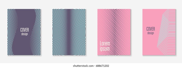 Minimal trendy covers. Vector halftone gradients. Geometric future template for flyer, poster, brochure and invitation. Minimalistic colorful cover. Set of EPS 10 illustration.