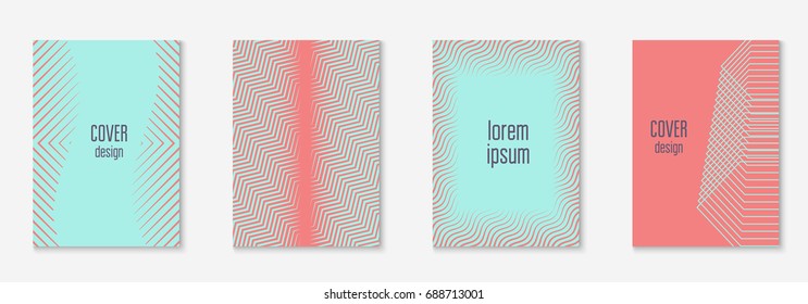 Minimal trendy covers. Vector halftone gradients. Geometric future template for flyer, poster, brochure and invitation. Minimalistic colorful cover. Set of EPS 10 illustration.