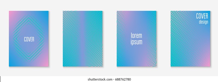 Minimal trendy covers. Vector halftone gradients. Geometric future template for flyer, poster, brochure and invitation. Minimalistic colorful cover. Set of EPS 10 illustration.