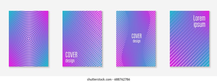 Minimal trendy covers. Vector halftone gradients. Geometric future template for flyer, poster, brochure and invitation. Minimalistic colorful cover. Set of EPS 10 illustration.