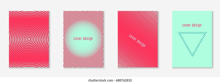 Minimal trendy covers. Vector halftone gradients. Geometric future template for flyer, poster, brochure and invitation. Minimalistic colorful cover. Set of EPS 10 illustration.