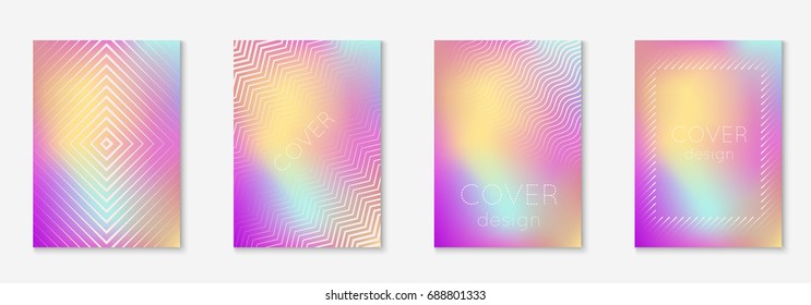 Minimal trendy covers. Vector halftone gradients. Geometric future template for flyer, poster, brochure and invitation. Minimalistic colorful cover. Set of EPS 10 illustration.