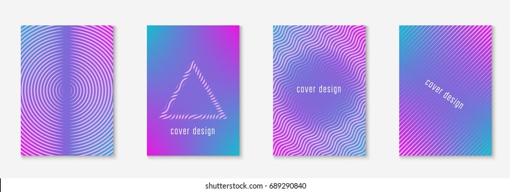 Minimal trendy covers. Vector halftone gradients. Geometric future template for flyer, poster, brochure and invitation. Minimalistic colorful cover. Set of EPS 10 illustration.