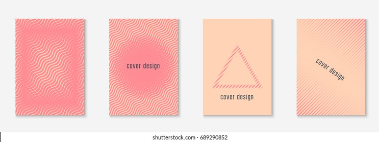 Minimal trendy covers. Vector halftone gradients. Geometric future template for flyer, poster, brochure and invitation. Minimalistic colorful cover. Set of EPS 10 illustration.