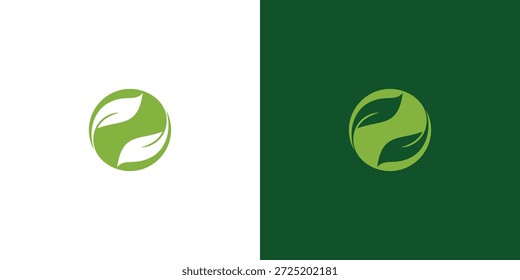Modelo de design de logotipo de folha de Eco na moda minimal
