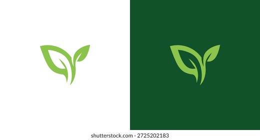 Modelo de design de logotipo de folha de Eco na moda minimal