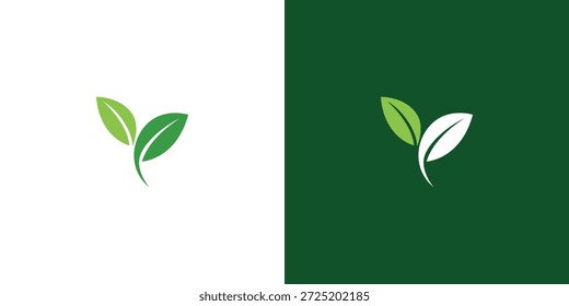 Modelo de design de logotipo de folha de Eco na moda minimal