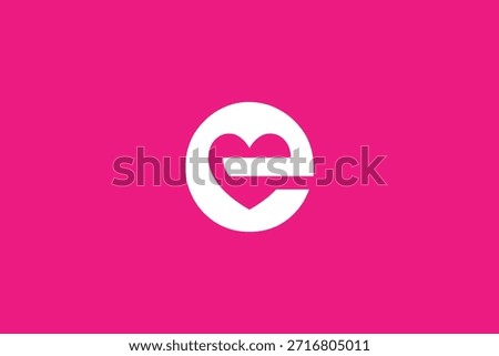 Minimal Trendy Letter E Romantic Love Logo on Purple Background