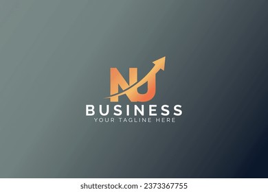 Plantilla de logotipo de la letra de moda mínima N U y del guardián de flecha