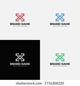 Diseño vectorial de diseño inicial de diseño con logotipo de x letras de diseño minimo. Diseño de icono x carta profesional para la identidad empresarial o corporativa con variación de color.