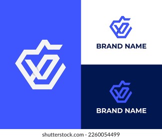 Minimal trendy monogram WV VW initial based Alphabet icon logo