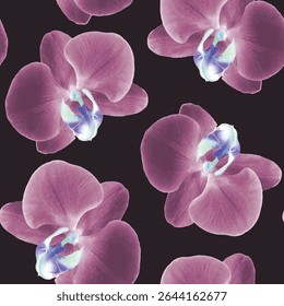 Mínimo, moderno Orchid ilustração digital sem emenda padrão. Ideias de fundo padrão floral vetorial para decoração de casa, têxtil, banner, modelo, folheto, folheto, convite, laminados, tapetes e tapete. 