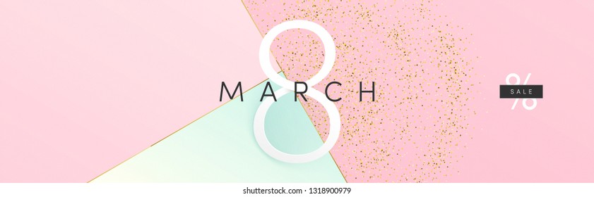 Minimal trendy style wide cover for 8 of March International Women's Day. Vector art for ad, banner, web, social media, poster, fashion, sale, offer, discount, print, market. Minimal trendy style wide cover for 8 of March International Women's Day. Vector art for ad, banner, web, social media, poster, fashion, sale, offer, discount, print, market.