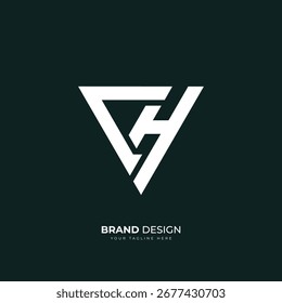 Minimal triangle Ch Hc letter monogram logo with unique creative modern style for branding identity.