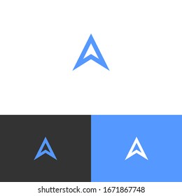 Minimal triangle fintech logo design concept. Crypto logomark illustration. Can representing adventure, rocket, sky, node, cyber, tech, data, blockchain, program, ai, system.