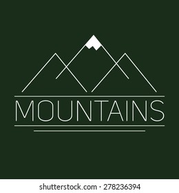 Minimal triangle mountains. Conceptual symbol. Flat design background, with geometric landscape. Use for card, poster, brochure, banner, web design. Easy to edit. Vector illustration - EPS10.