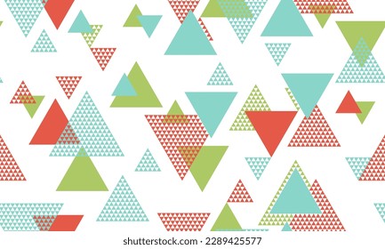 Minimal triangle shapes seamless pattern graohic design. Fashionable print. Colorful triangles motion. Mix triangular shapes endless pattern.