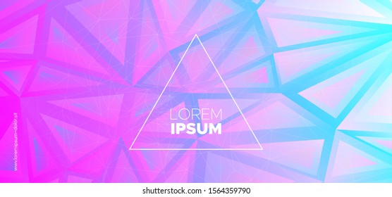 Minimal Triangles Background. Digital Polygon Layout. Technology 3d Business Design. Pink Geometric Banner. Triangular Background. Neon Polygon Poster. Graphic Geometry. Creative Polygon Pattern.