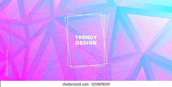 Minimal Triangles Wallpaper. Trendy Polygon Poster. Technology Vector Illustration. Pink Geometric Banner. Triangular Background. Neon Polygon Pattern. Geometric Shapes. Abstract Polygon Layout.
