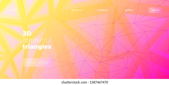 Minimal Triangles Wallpaper. Trendy Polygon Poster. Futuristic Vector Illustration. Yellow Graphic Geometry. Triangular Background. Pink Polygon Pattern. Geometric Texture. Abstract Polygon Layout.