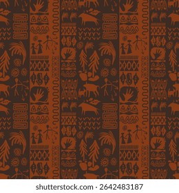padrão de arte de caverna estilo tribal mínimo que pode ser fundo de papel de parede grande este padrão de estilo tribal Africano dá as cores tribais e africanas tradicionais e também têm forma geométrica nele