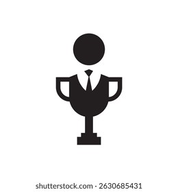 minimale Trophäe Symbol mit einer menschlichen Figur, die Sieg, Feier und Erfolg. Ideal für Auszeichnungen in den Bereichen Sport, Bildung und Leistung.