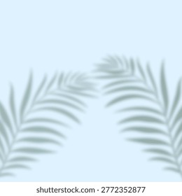 Minimal Tropical Leaves Background in Soft Blue. 
Elegant minimal tropical background with soft blue tones and subtle palm leaf shadows. Perfect for modern branding and summer design.