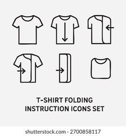 Conjunto Mínimo de Ícones de Instrução de Dobragem de Camiseta