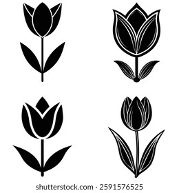 Minimal Tulip Icon with Slightly Asymmetrical Petals – Elegant Floral Design for Modern and Decorative Use