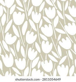 Minimal Tulip Seamless Pattern | Natural Beige