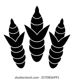 Minimal turmeric silhouette vector suitable for spice and herb uses
