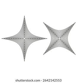 Minimal twin stars. Sharp spike vector. Elegant symmetric pattern. White space composition.