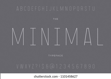 Minimal typeface. Alphabet modern typography sans serif style for party poster, printing on fabric, t shirt, promotion, decoration, stamp, label, special offer. Cool trendy font. Vector 10 eps