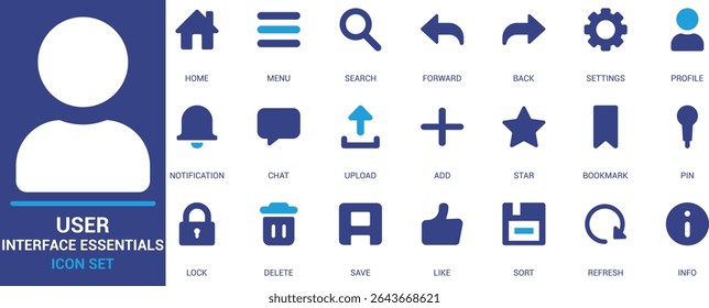 Minimal UI icon collection featuring core interface symbols like home, menu, search, add, upload, lock, and more. Ideal for apps, websites, dashboards, and prototypes.



