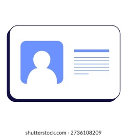 Minimal UI icon for dashboards, infographics and data visualization. User profile icon with text layout for account settings, identity, and personal data. Clean vector style.