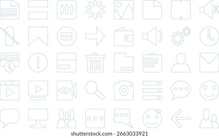 Minimaler UI-Symbol-Set-Thin-Line-Style-Vektor für Apps und Websites