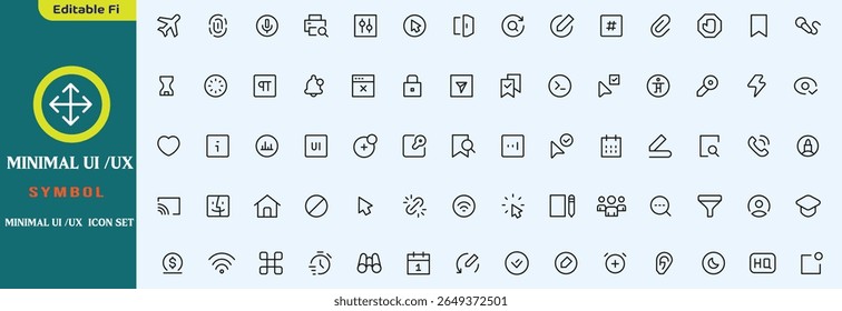 Conjunto de iconos de UI UX mínimo