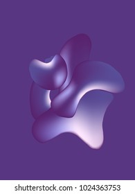Minimal Ultra Violet Gradient Flow Cover. Duo Tone Cover Design. Geometry Halftone Banner. Minimalist Hipster. Trendy Geometric Journal. Bright Modern Vector Poster. Abstract Fluid Shape Template.