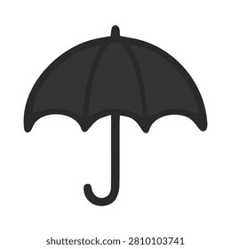 Minimal umbrella icon vector in a clean flat silhouette style, representing rain protection, weather safety, and outdoor coverage.