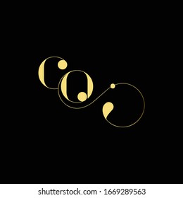 Diseño minimo único y creativo del logotipo de las cartas CO en color negro y dorado
