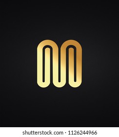 Minimal unique creative elegant business brands black and Gold color M MM initial based letter icon logo