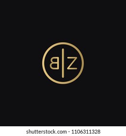 Minimal unique elegant BZ ZB B Z circular shaped business brand black and golden color initial based letter icon logo.