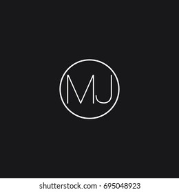 Minimal unique elegant clean circular shaped fashion brands black and white color M J initial based letter icon logo.
